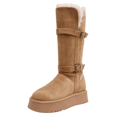 长筒雪地靴女9cm皮毛一体棉鞋潮