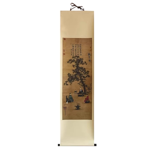 听琴图 中式卷轴装饰画艺术国画书房客厅玄关走廊宋代美学挂画