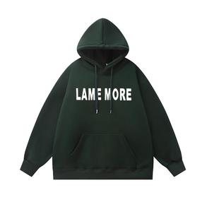 加绒卫衣男秋冬款oversize美式复古潮牌宽松重磅加厚连帽情侣外套