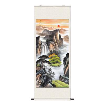招财山水挂画靠山水墨字画
