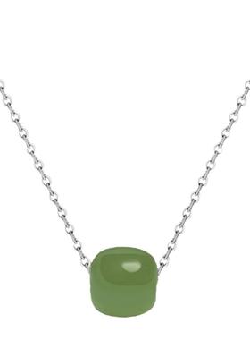 天然和田青白玉转运女diy吊坠