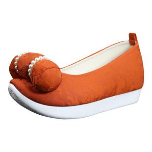 钦留皇宫原创汉服鞋【云花穿兔】厚底改良款登云履云头履手工串珠