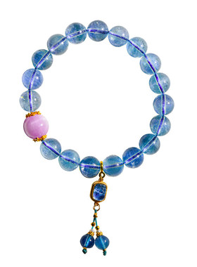 海蓝宝手串天然蓝宝石水晶手链散珠串珠女蓝晶石蓝色高级感普琳丝