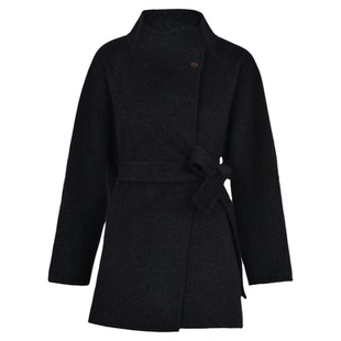 SeRinaBlue2026年秋春季新款系带100纯羊毛外套女双面呢气质大衣