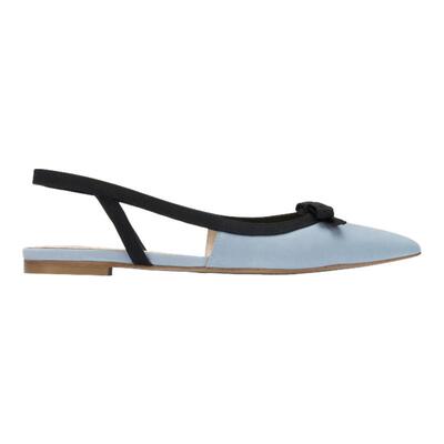 SW尖头露跟蝴蝶结拼接平底单鞋