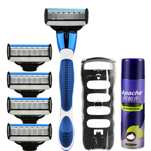 德国刀头阿帕齐剃须刀手动刮胡刀5层刀片阿帕奇剃须刀片天弓金柄