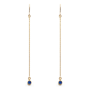 OPs原创小流星红蓝紫黑小圆钻美国14K包金纤细长款耳线耳环显瘦