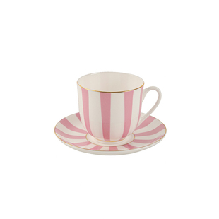 爱莉卡贝叶 欧式彩色竖条纹马卡龙色系镀金骨瓷迷意式浓缩咖啡杯