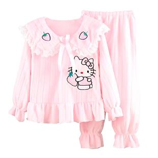 女童法兰绒睡衣加绒加厚女孩珊瑚绒公主家居服儿童中大童秋冬套装