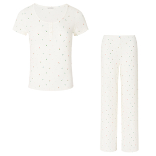 SILKY MIRACLE桑蚕丝莫代尔针织睡衣Petit flower吊带短袖家居服