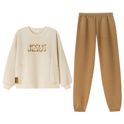 妮狄娅宽松休闲长袖纯棉情侣睡衣