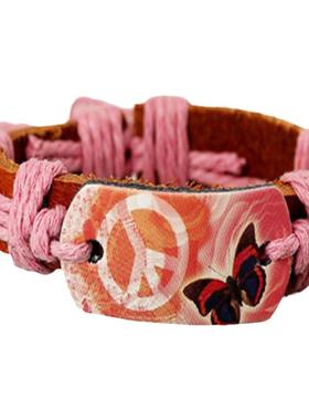 时尚简约麻绳手工编织牛皮手链