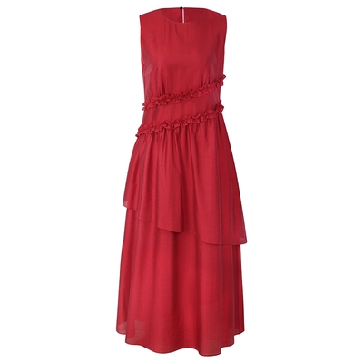 歌莉娅夏季红色背心连衣裙女