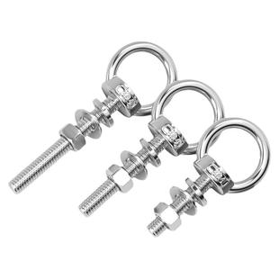 国标304不锈钢加长吊环螺丝螺母平垫弹垫套装组合带环螺栓穿墙杆