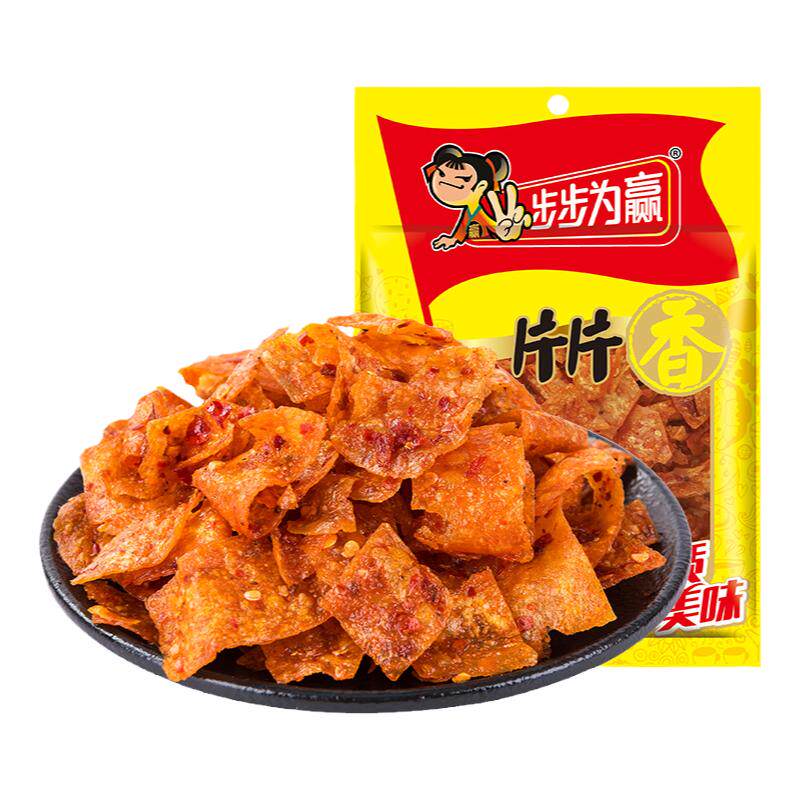 湖南特产步步为赢片片香网红爆款豆皮辣片特辣怀旧小零食辣片100g