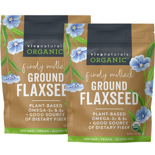 viva加拿大进口天然有机低温磨碎亚麻籽粉425g*2袋烘焙冲饮代餐粉