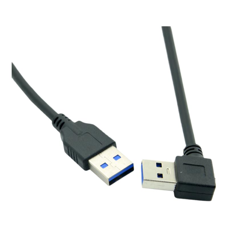 USB 3.0公对公数据线 弯头右弯90度对直头硬盘连接线 40cm USB3.0弯头公对公硬盘连接线可接打印机 U盘键盘线