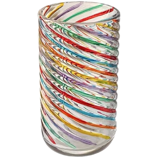 ins小众设计撞色手绘彩色玻璃水杯子果汁杯*会折射彩虹光中古杯子