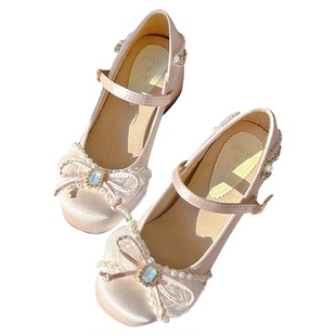 PINKYO原创法式玛丽珍鞋甜美仙女蝴蝶结浅口单鞋女圆头粗跟高跟鞋