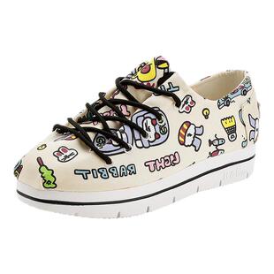 Tt&Mm/汤姆斯女鞋透气系带涂鸦休闲布鞋潮2025夏季厚底时尚帆布鞋