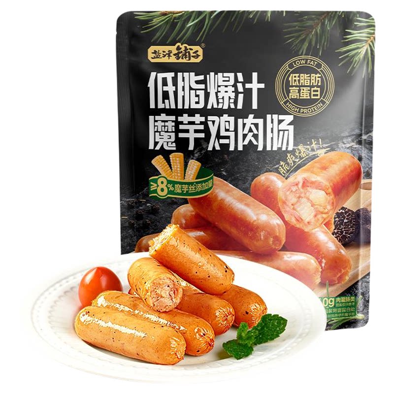 盐津铺子低脂爆汁魔芋鸡肉肠高蛋白肉肠肉枣零食休闲食品小吃代餐