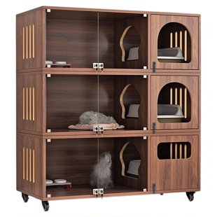猫别墅实木猫舍超大自由空间家用猫柜室内多层猫屋猫咪猫窝猫笼