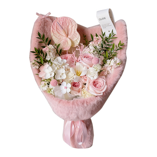 芯苼 软乎乎毛绒布料花店鲜花花束手工diy暖绒包花布花艺包装资材
