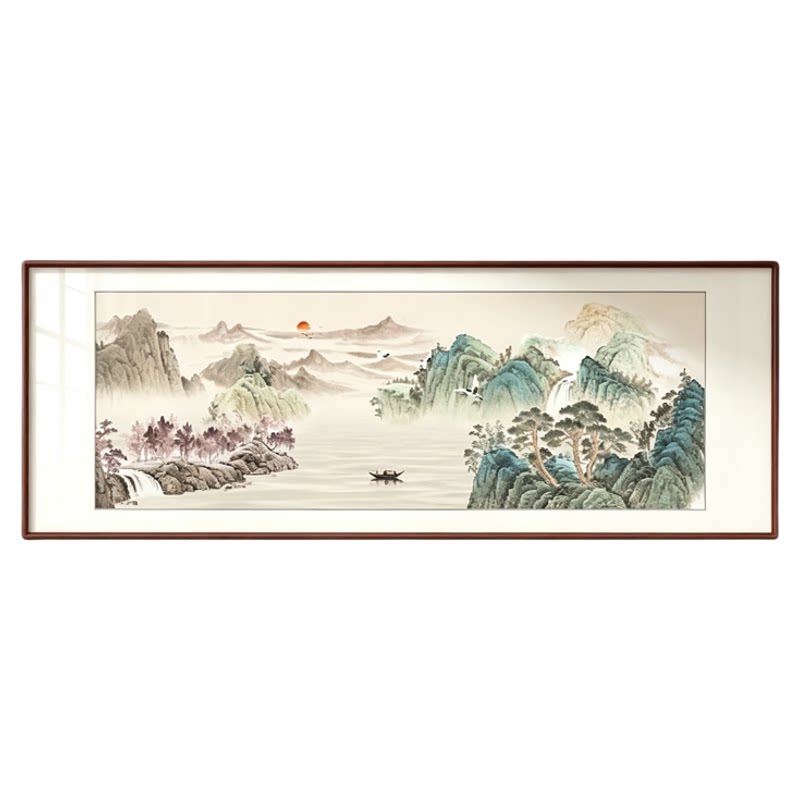 西墙客厅聚宝盆山水挂画