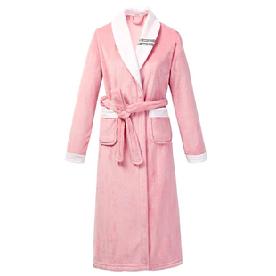 秋冬新品睡衣女长款加厚法兰绒睡袍男长袖珊瑚绒睡衣家居服浴衣