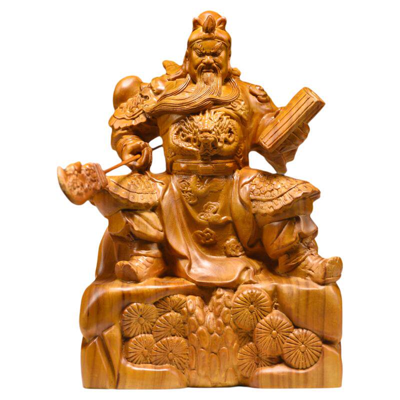 香樟木雕关公摆件实木装饰工艺品