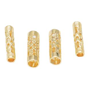 14k包金保色配件镂空花柱子3*12.5mm圆镂空长柱子复古diy散珠配件