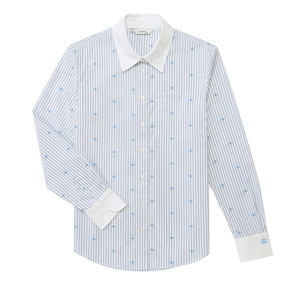 Hazzys细条纹剪花长袖衬衫