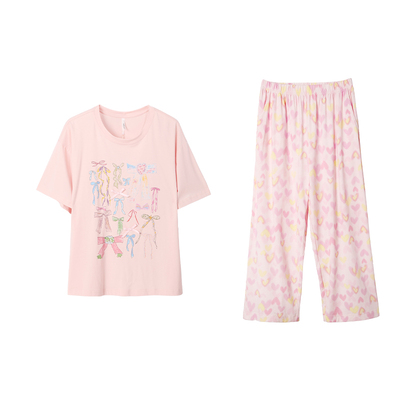 安之伴【巨凉感】纯棉睡衣女夏季2025新款甜美可爱短袖长裤家居服