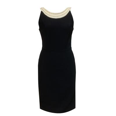 名媛重工钉珠轻熟风露背连衣裙