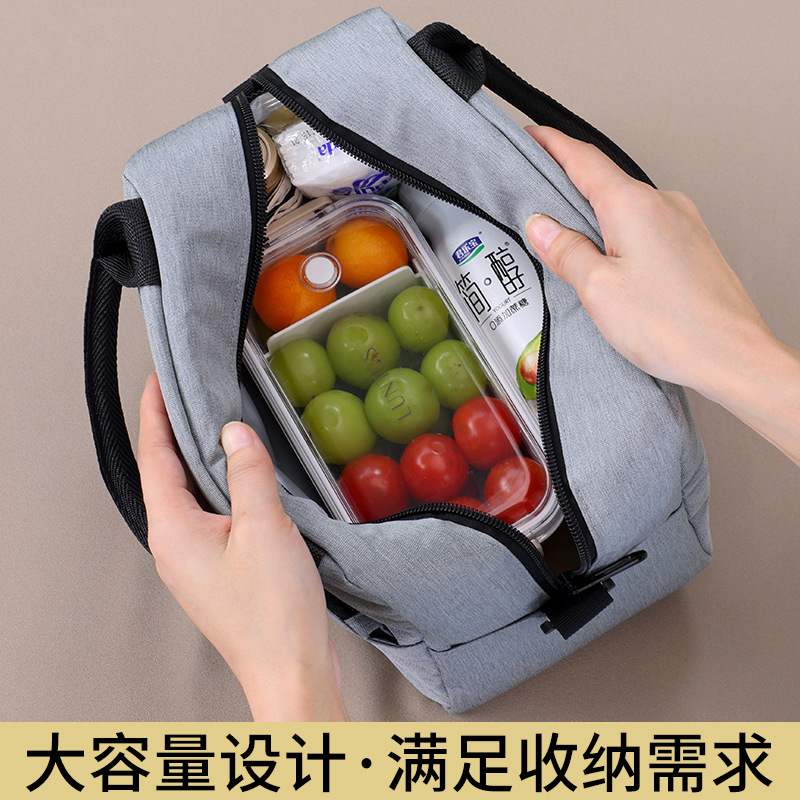 跨境新款手提饭盒袋可挎包斜大容量便当保温带饭上班族防油防水包