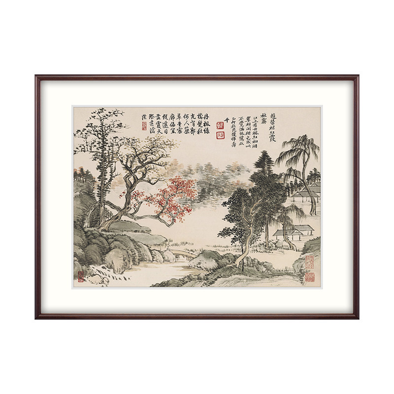 江上丹枫十字绣2026新款客厅书房名画水墨山水风景刺绣手工自己绣