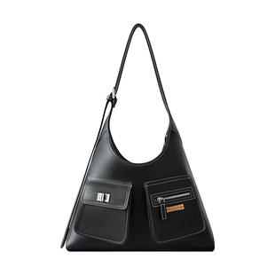 RoselessRose随行系列真皮丹宁三角托特Hobo包大容量单肩包多口袋