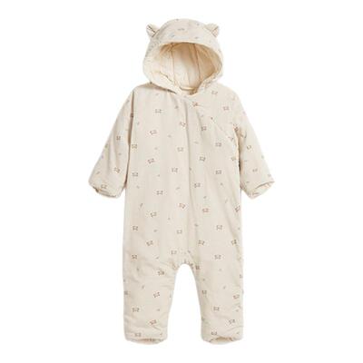 Newbie瑞典进口童装秋冬婴儿加厚保暖泰迪熊连帽连体服可爱居家