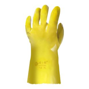 威士邦708劳保全浸塑橡胶手套耐油耐酸碱防滑防割劳作工厂渔业