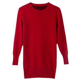 一体绒毛衣女加绒加厚中长款宽松外穿大款半高领打底衫女秋冬内搭