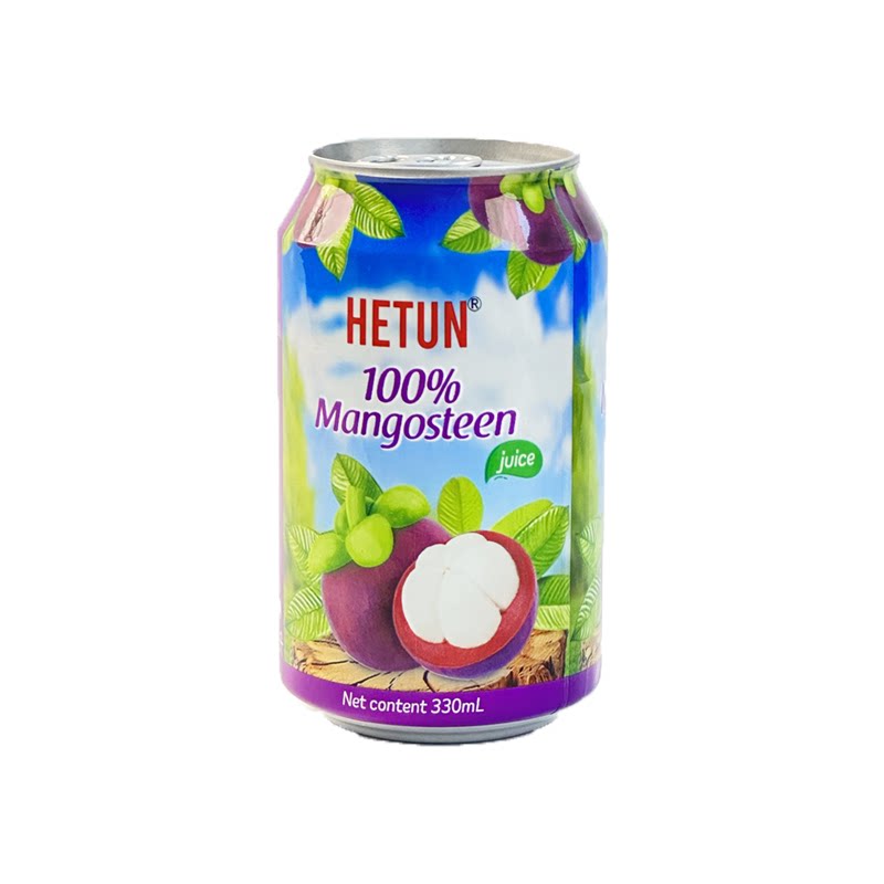 越南进口HETUN山竹汁330ml*12罐整箱NFC非浓缩100%0脂肪果汁饮料