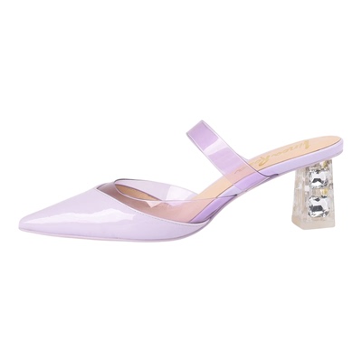 恋尚萝莎牛皮尖头浅口女低跟凉扡