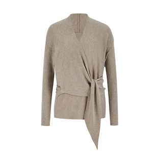 MosesQueen魔西女王设计感两穿v领针织衫女春秋交叉绑带收腰上衣