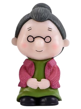 微景观爷爷奶奶情侣公婆造景摆件