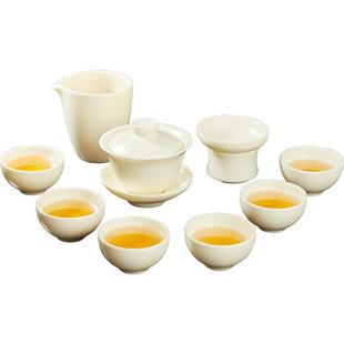 容山堂陈文德大师象牙白汝窑茶具套装盖碗功夫家用办公室会客