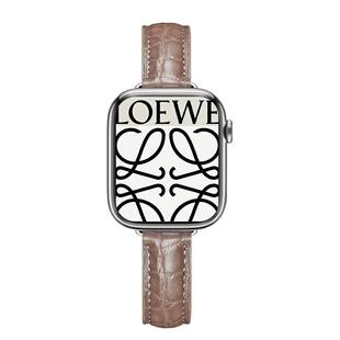 宣人适用iwatchs11/s10苹果手表表带s9细款小蛮腰真鳄鱼皮质apple watch8se76541代Ultra2男女新款高级创意