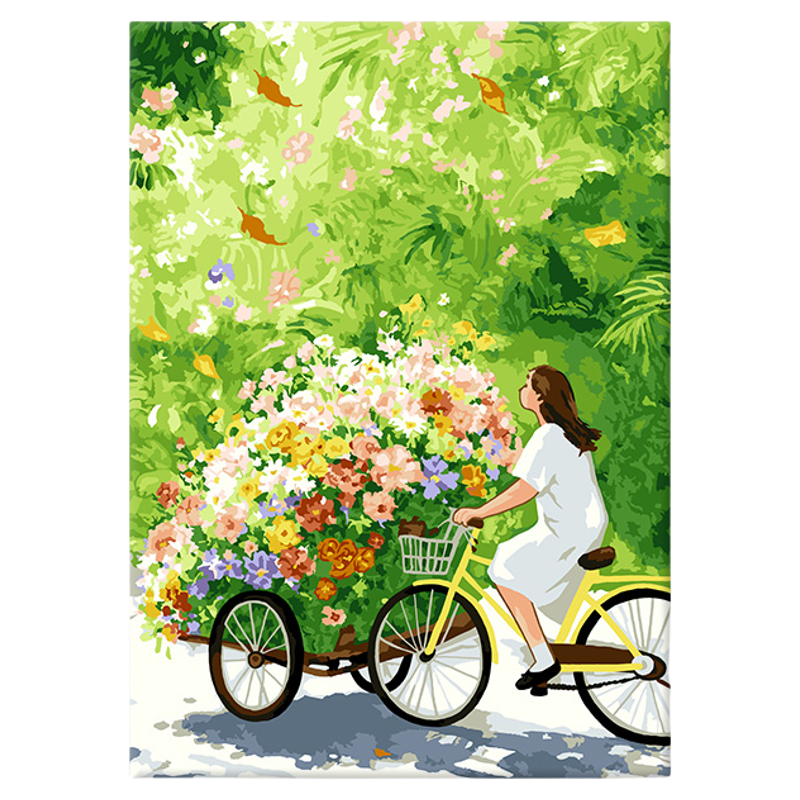 自油自画diy数字油画春山花信