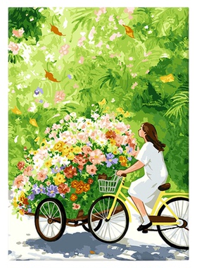 自油自画diy数字油画春山花信
