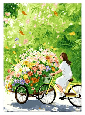 自油自画diy数字油画春山花信
