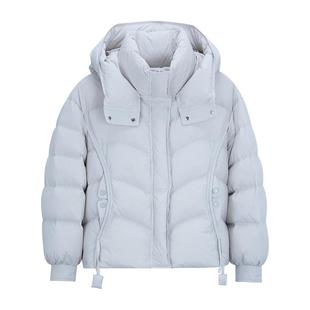 Mind Bridge女士短款连帽羽绒服2025年冬宽松保暖外套纯色面包服